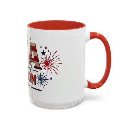 USA 250 Years of Freedom Accent Coffee Mug – 1776–2026 Patriotic Fourth of July Gift