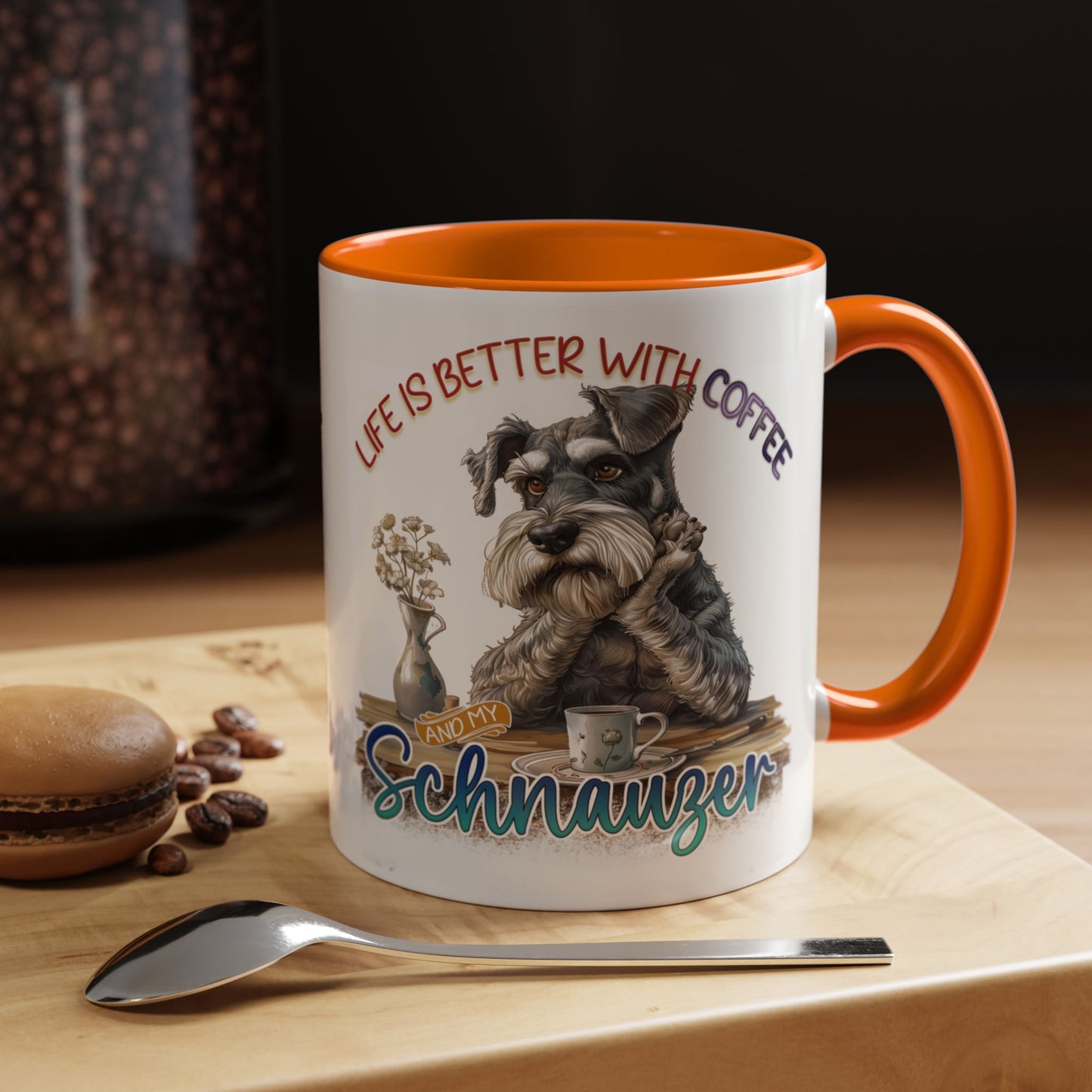 Schnauzer Coffee Mug - "Life Is Better With Coffee and a Schnauzer" Accent Mug (11/15oz)