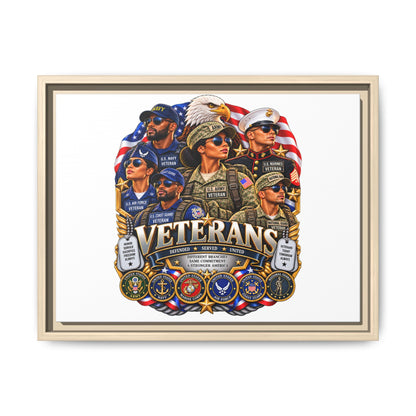 Veterans Tribute Matte Canvas Framed Wall Art