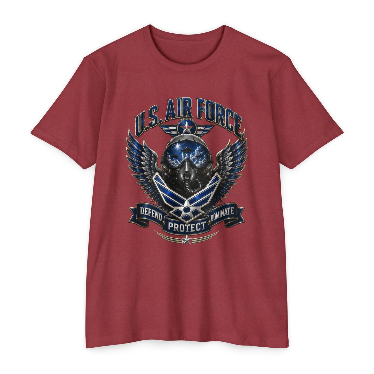 U.S. Air Force Skull Wings T-Shirt — Defend Protect Dominate Military Tee