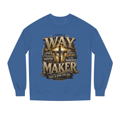 Way Maker Christian Sweatshirt — 'I Serve a Way Maker' Inspirational Crewneck