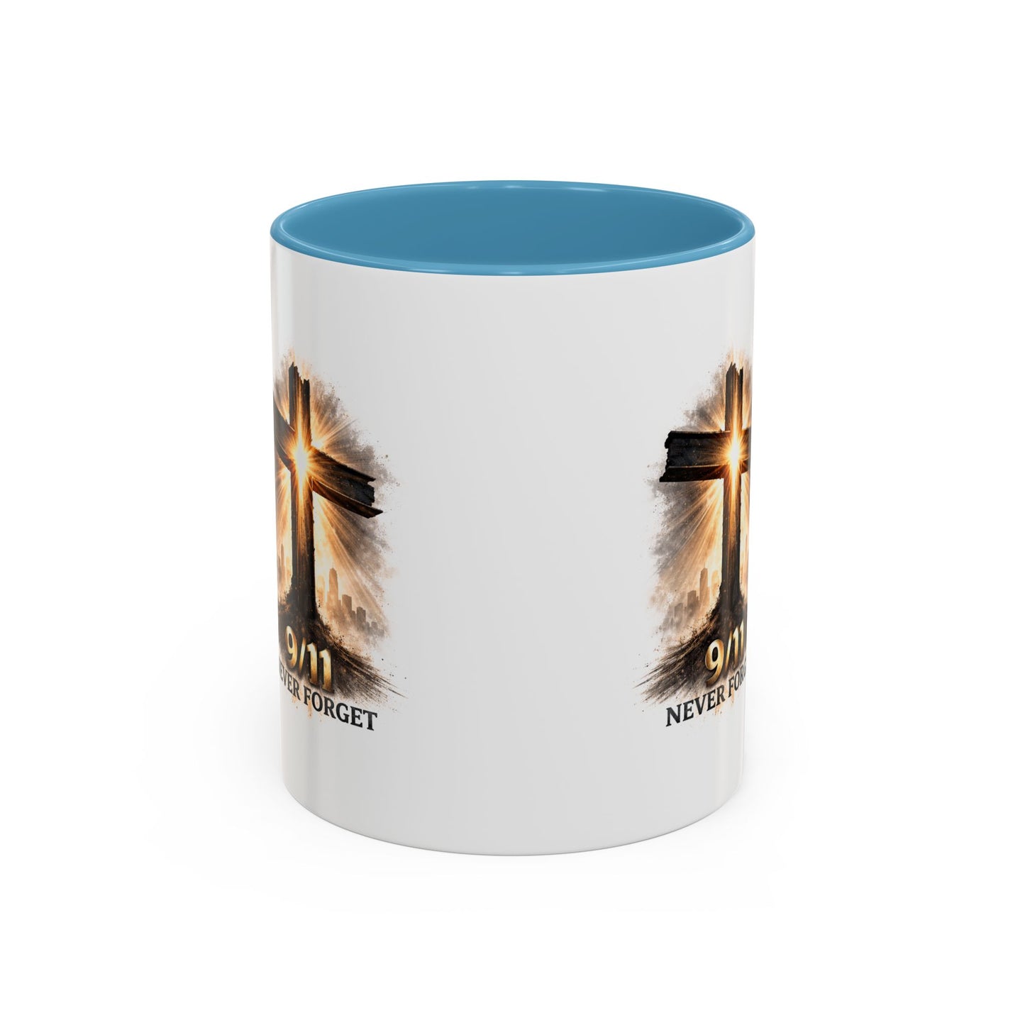 9/11 Never Forget Coffee Mug — Religious Memorial Accent Mug