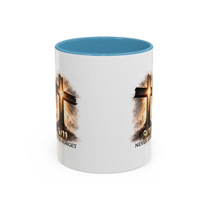 9/11 Never Forget Coffee Mug — Religious Memorial Accent Mug