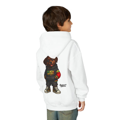 Youth Hoodie - Cute Rottweiler Puppy 'Black History' Graphic Sweatshirt for Kids