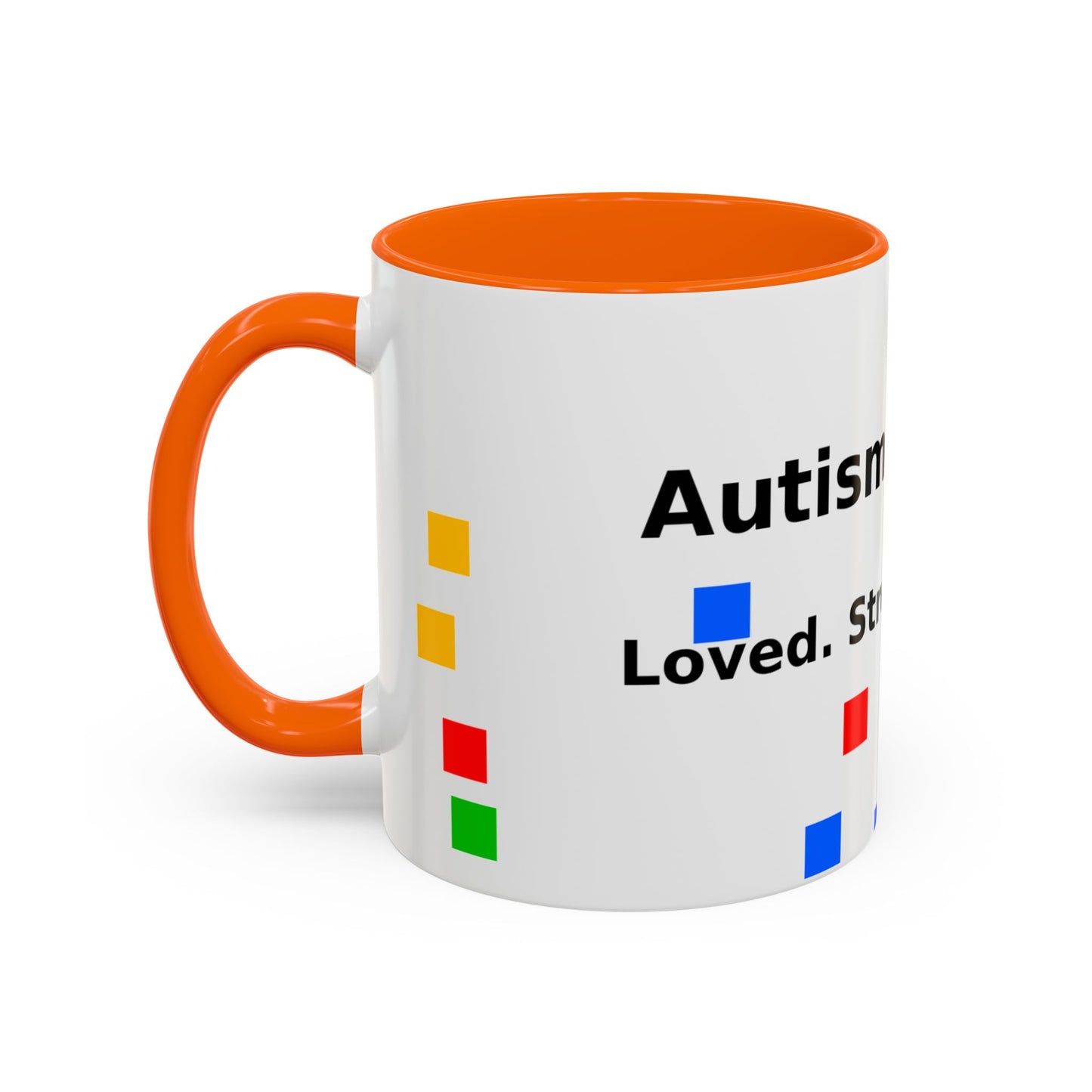 Autism Warrior Accent Coffee Mug – Bold Puzzle Pieces, Proud. Strong. Unique. (11/15oz)