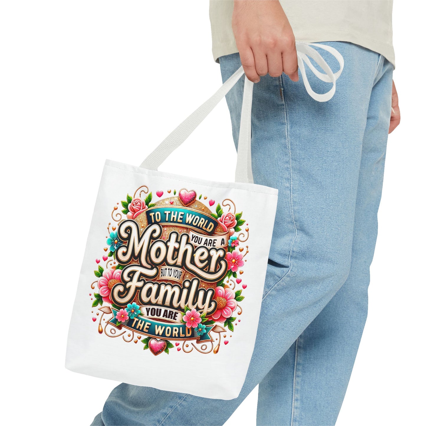 Mother & Family Floral Tote Bag — "To the world you are a Mother" Gift Tote