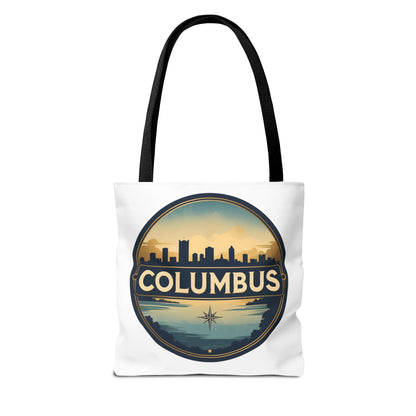 Columbus Skyline Tote Bag — Retro Cityscape Canvas Tote