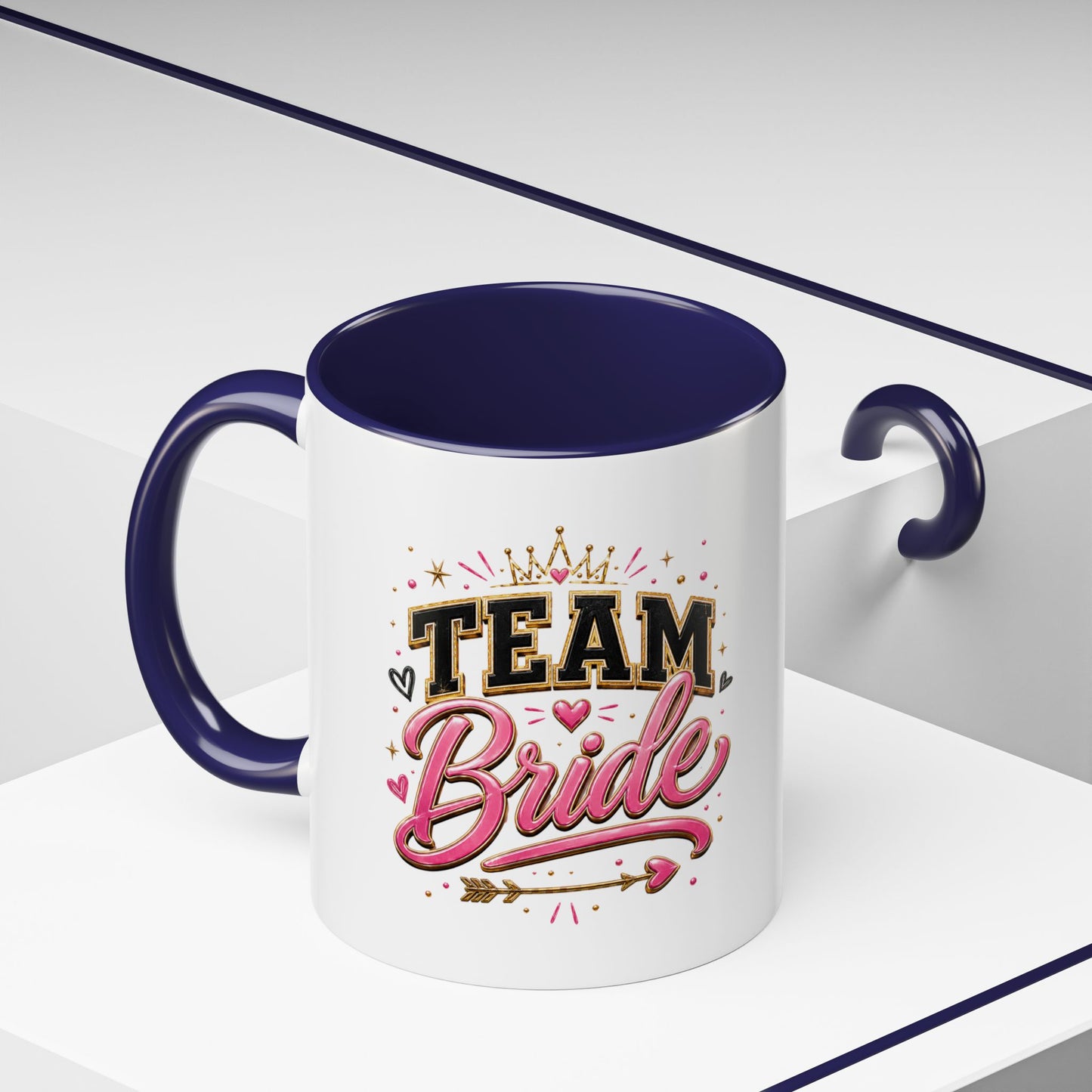 Team Bride Accent Coffee Mug — Pink & Gold Bachelorette Bridal Shower Gift (11/15 oz)
