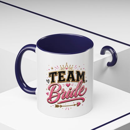 Team Bride Accent Coffee Mug — Pink & Gold Bachelorette Bridal Shower Gift (11/15 oz)