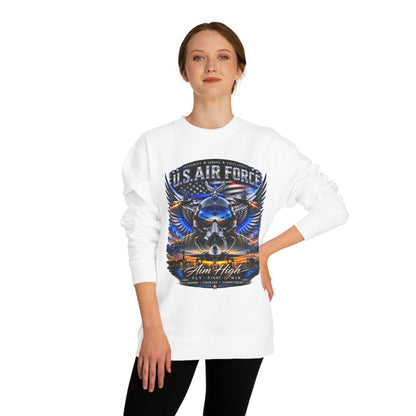 U.S. Air Force Crewneck Sweatshirt — "Aim High" Fighter Jet Graphic