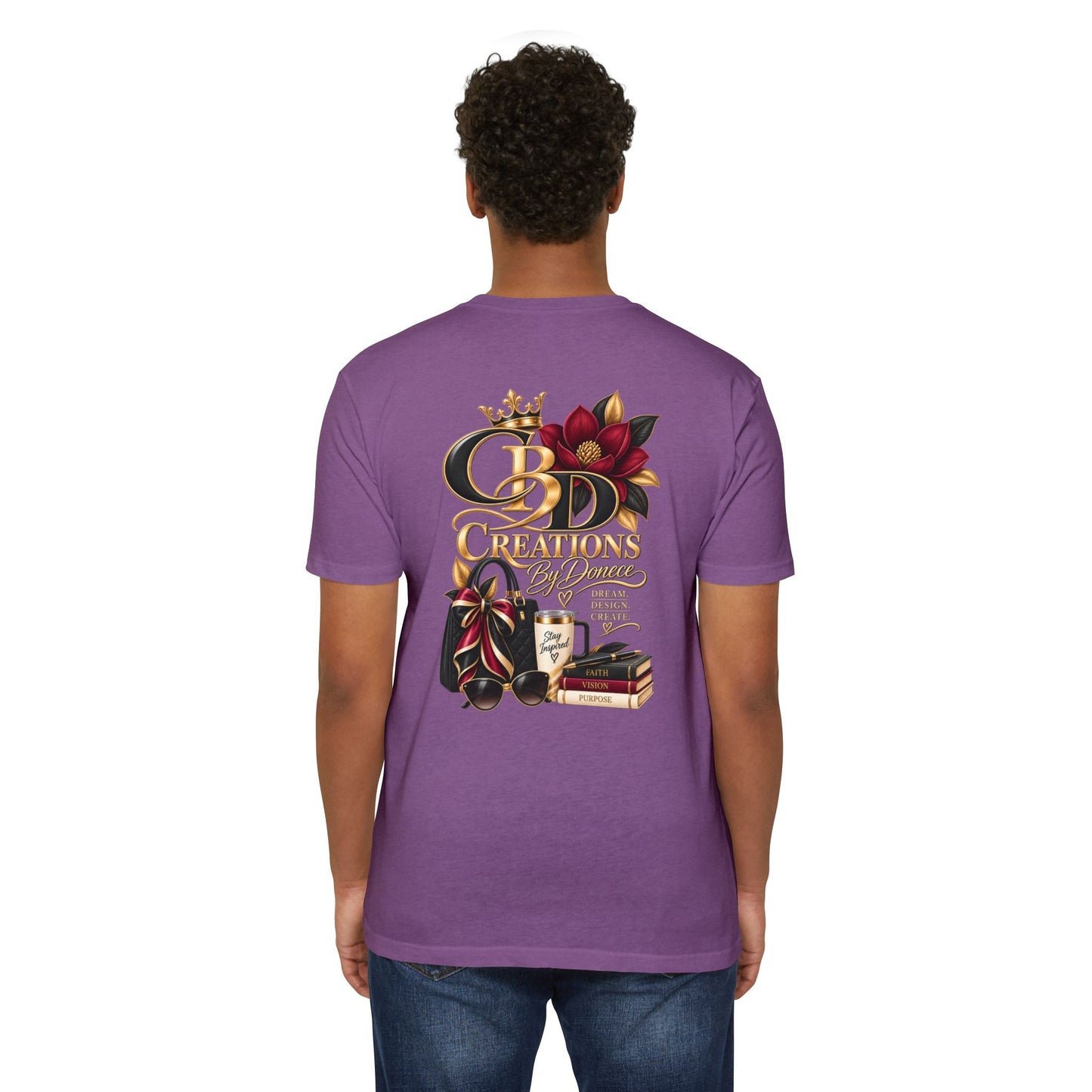 T‑Shirt — CBD Creations Floral Logo Tee (Books, Crown & Coffee Design)