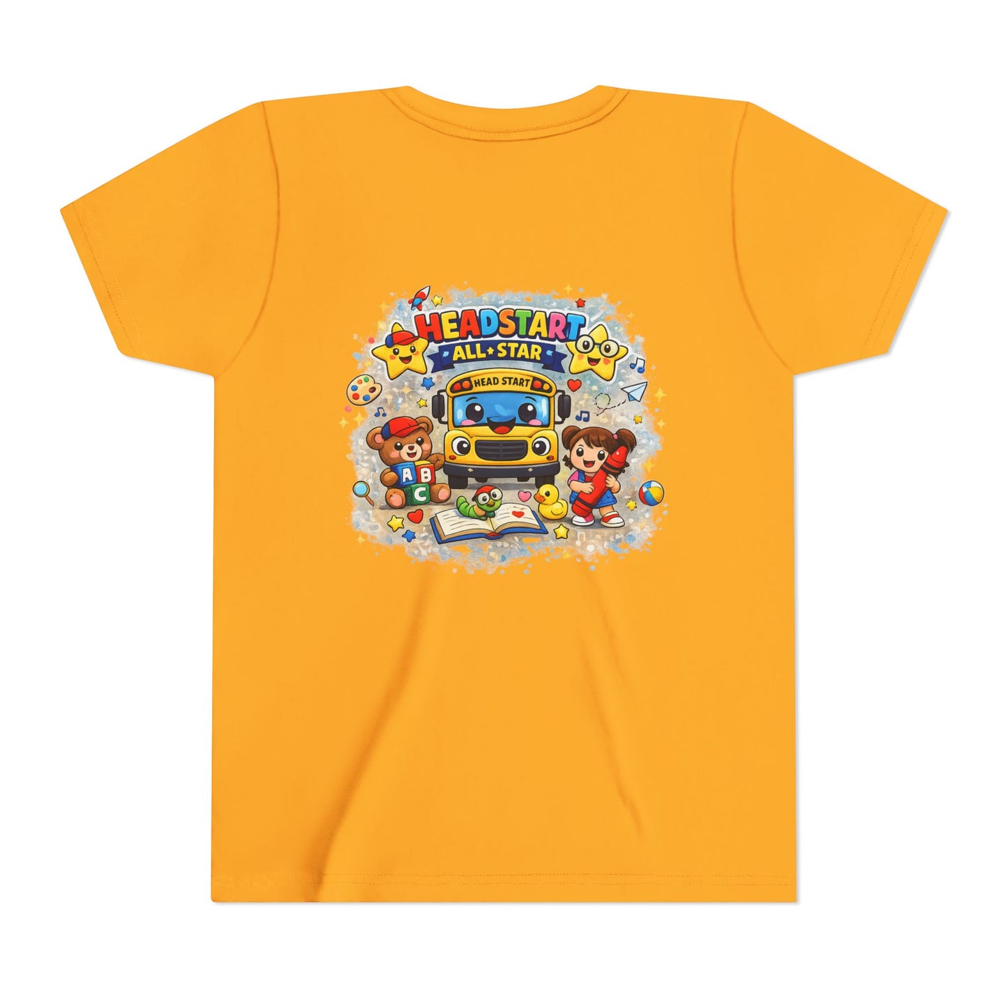 Youth Tee — "Headstart All-Star" Cute School Bus & Characters Back-to-School Shirt