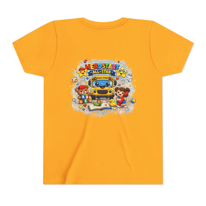 Youth Tee — "Headstart All-Star" Cute School Bus & Characters Back-to-School Shirt