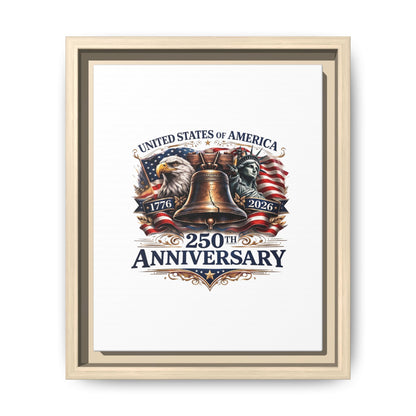 250th Anniversary Framed Canvas - United States of America Patriotic Liberty Bell Print