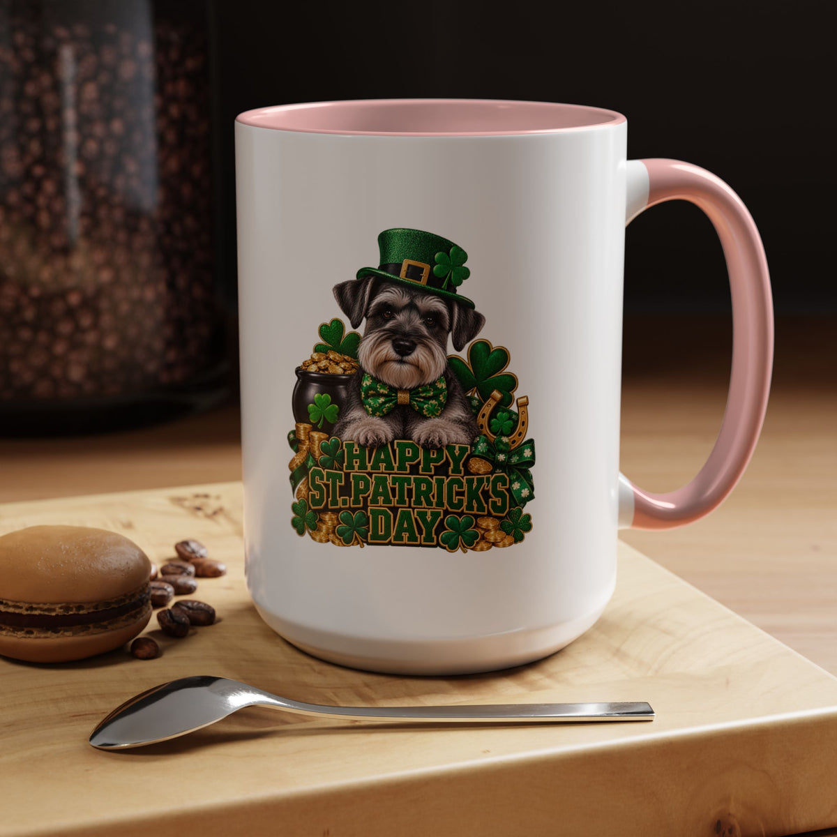 St. Patrick's Day Schnauzer Coffee Mug – Happy St. Patrick's Day Accent Mug