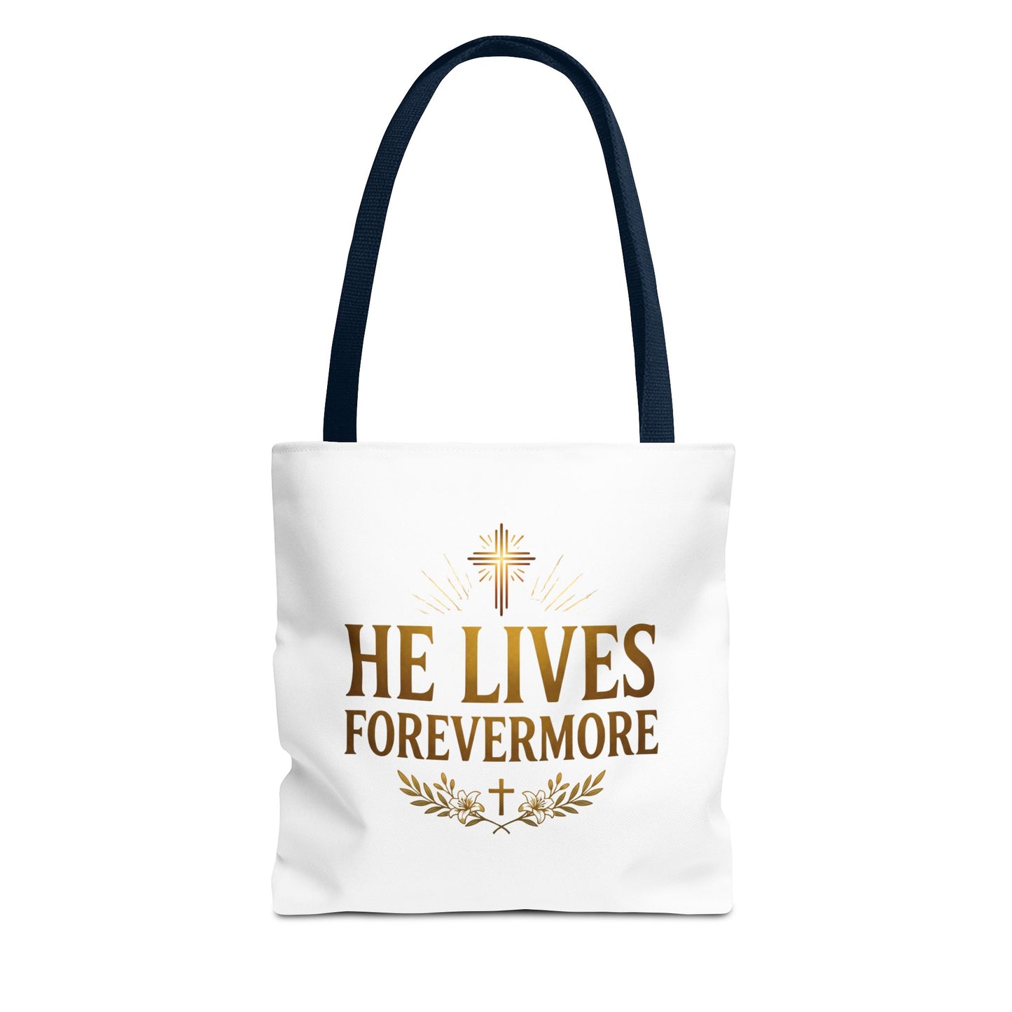 He Lives Forevermore Tote Bag – Christian Faith Cross Easter Canvas Tote