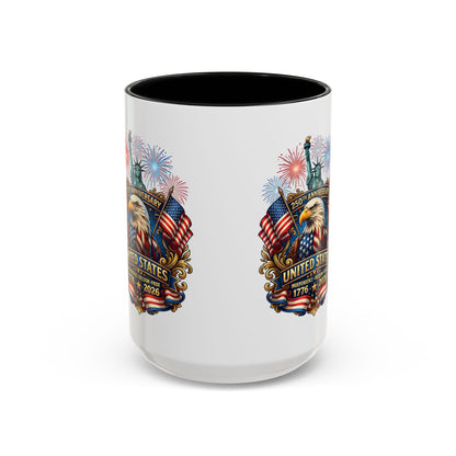 Patriotic Coffee Mug — United States 250th Anniversary Eagle & Fireworks (11/15oz)