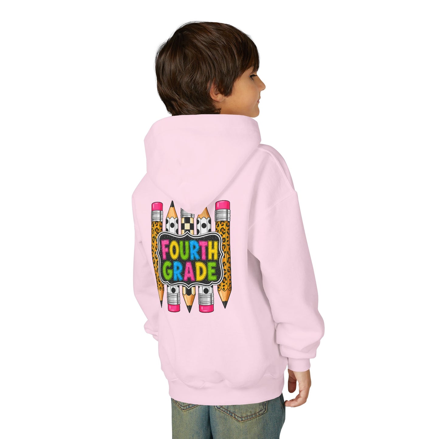 Fourth Grade Kids Hoodie — Colorful Pencil School Sweatshirt