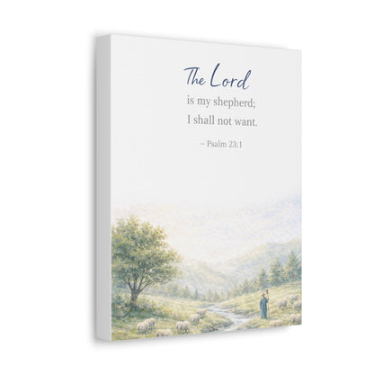 Psalm 23:1 Stretched Canvas – ‘The Lord is my shepherd; I shall not want’ Scenic Wall Art