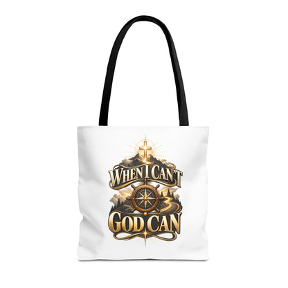 When I Can’t, God Can Christian Tote Bag – Faith Inspirational Beach Carryall