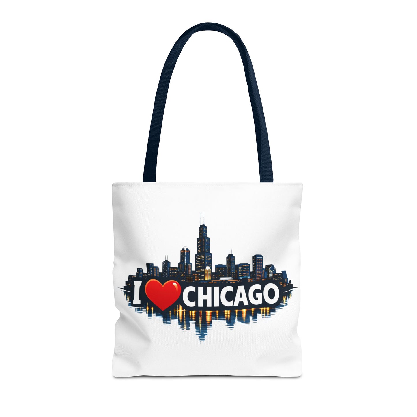 I  Chicago Skyline Tote Bag — Cityscape Reversible All-Over Print Tote