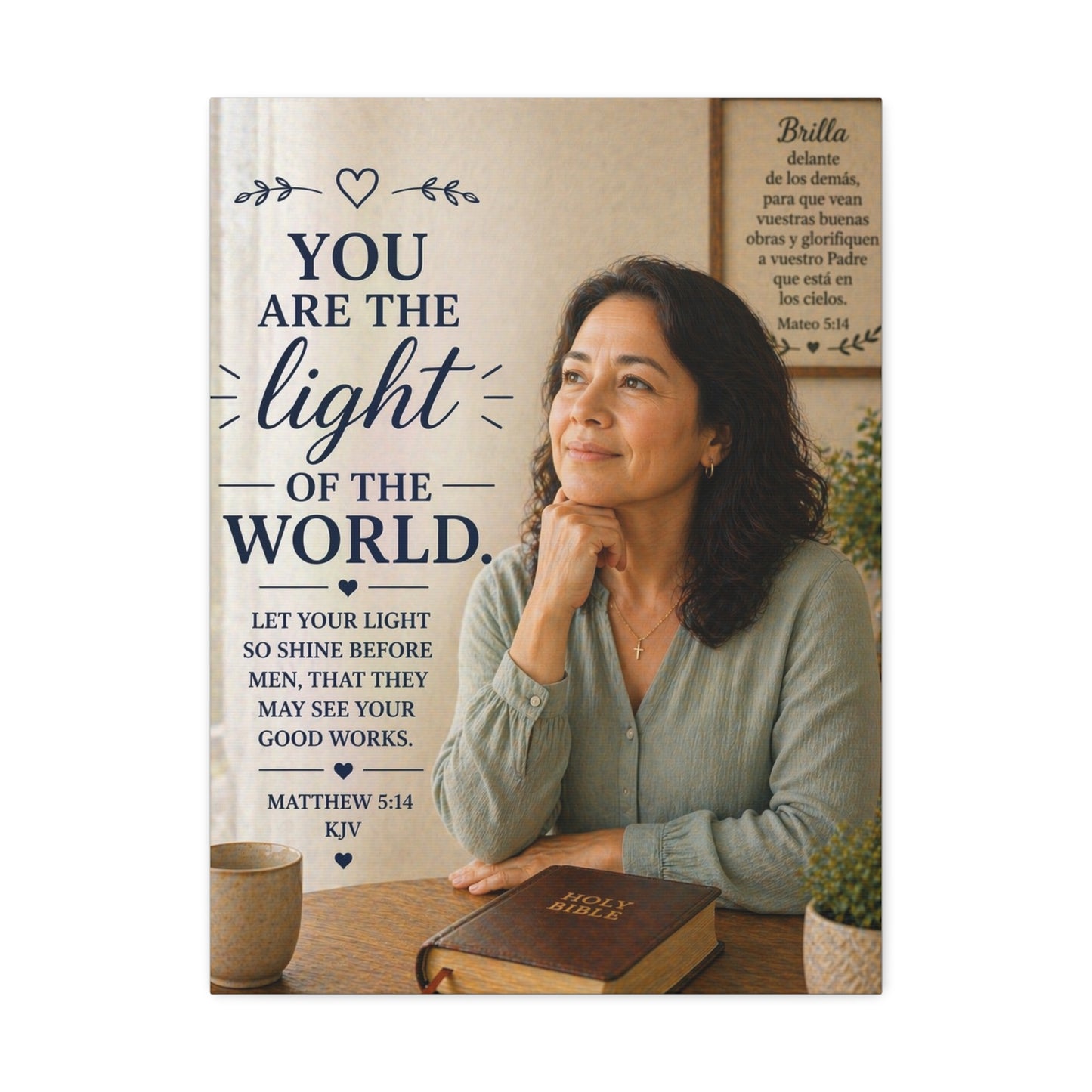 Stretched Canvas - "You Are the Light of the World" Inspirational Scripture Wall Art (Matthew 5:14, KJV)