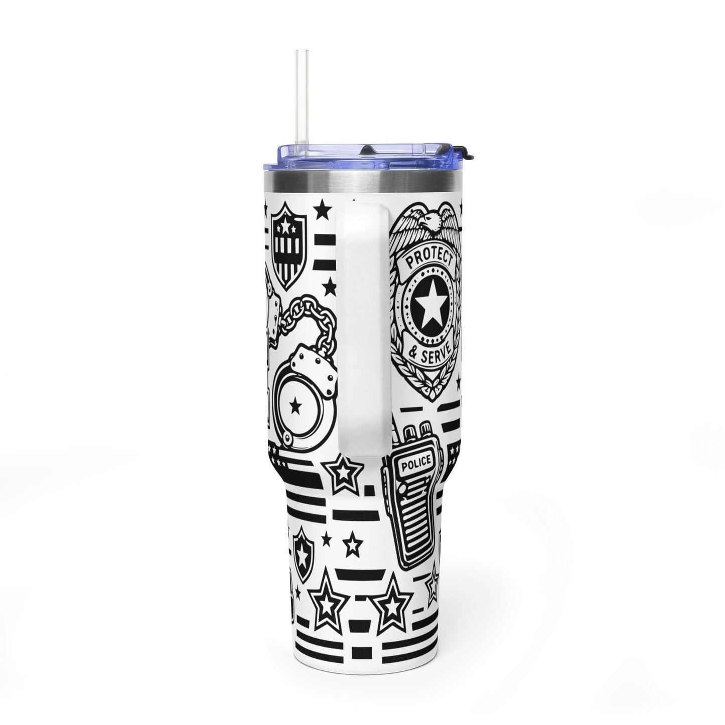 Tumbler — 'Police Dad' 40oz Vacuum Insulated Travel Mug (Patrol Badge Design)
