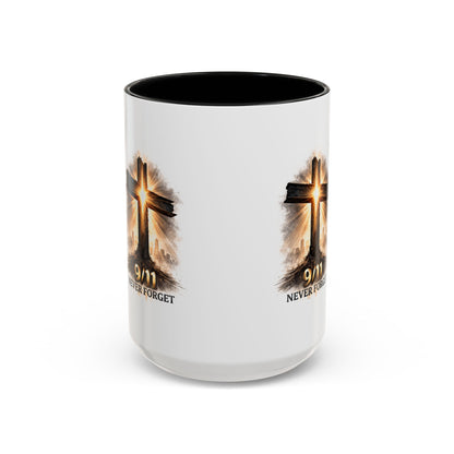 9/11 Never Forget Coffee Mug — Religious Memorial Accent Mug