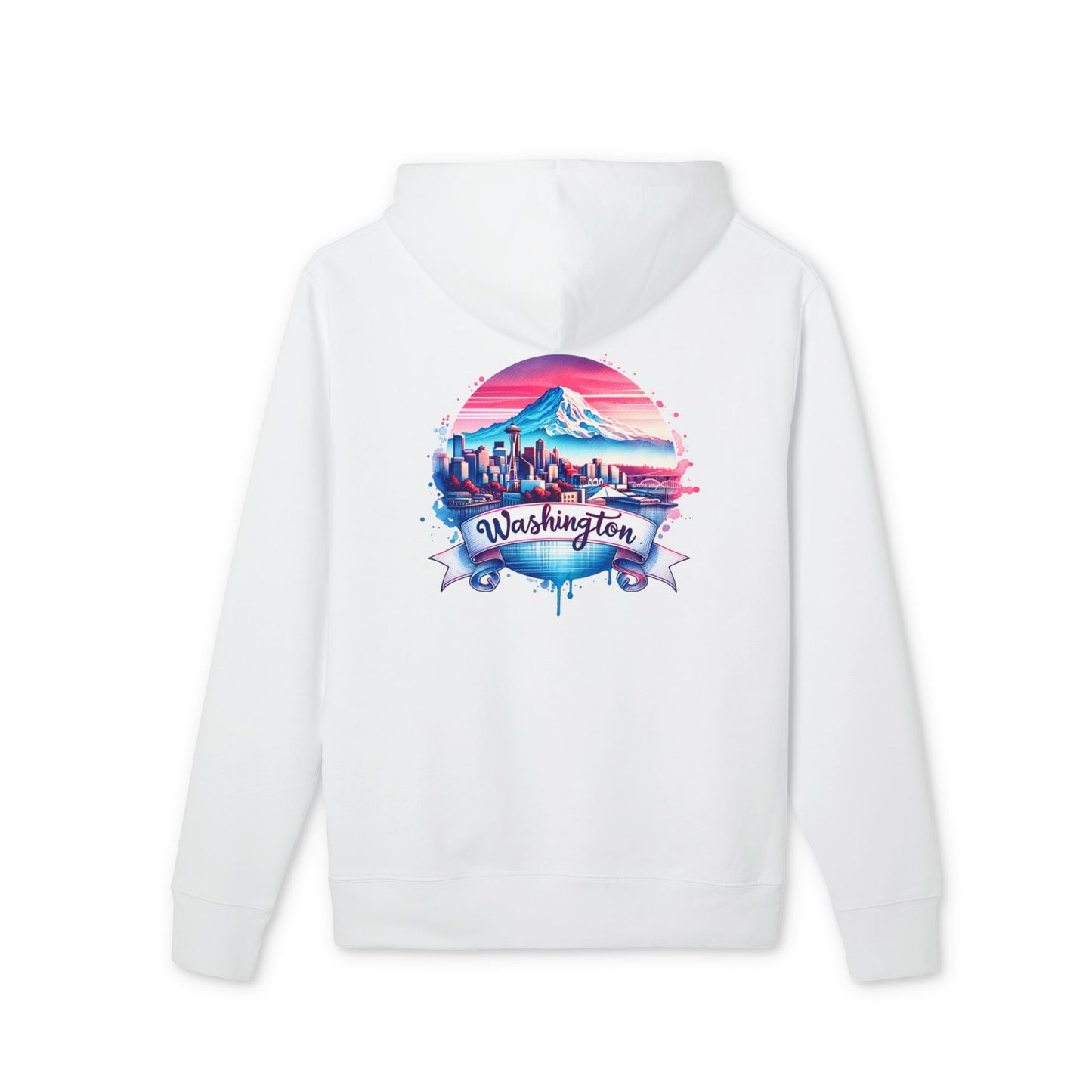 Washington State Skyline Hoodie — Retro Mt. Rainier Travel Pullover