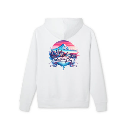 Washington State Skyline Hoodie — Retro Mt. Rainier Travel Pullover