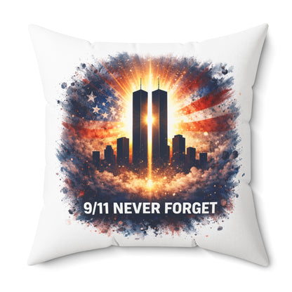 9/11 Never Forget Memorial Pillow — Twin Towers Tribute Throw Pillow