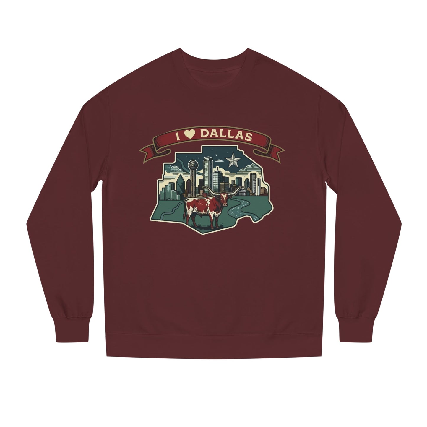 I  Dallas Skyline Sweatshirt — Vintage Texas Cityscape Crewneck