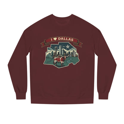 I  Dallas Skyline Sweatshirt — Vintage Texas Cityscape Crewneck
