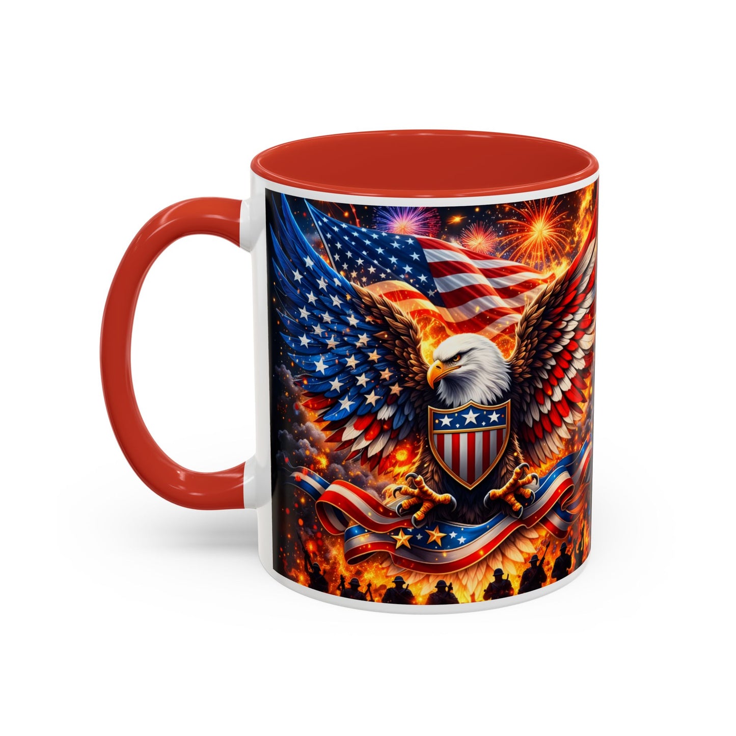 Patriotic Eagle Coffee Mug — American Flag Bald Eagle Accent Mug (11/15oz)