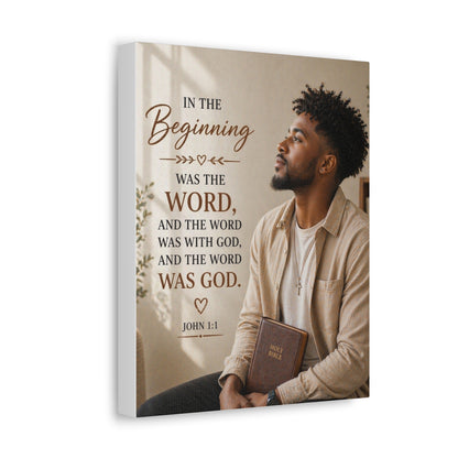 Stretched Canvas - John 1:1 Scripture Wall Art (In the Beginning)