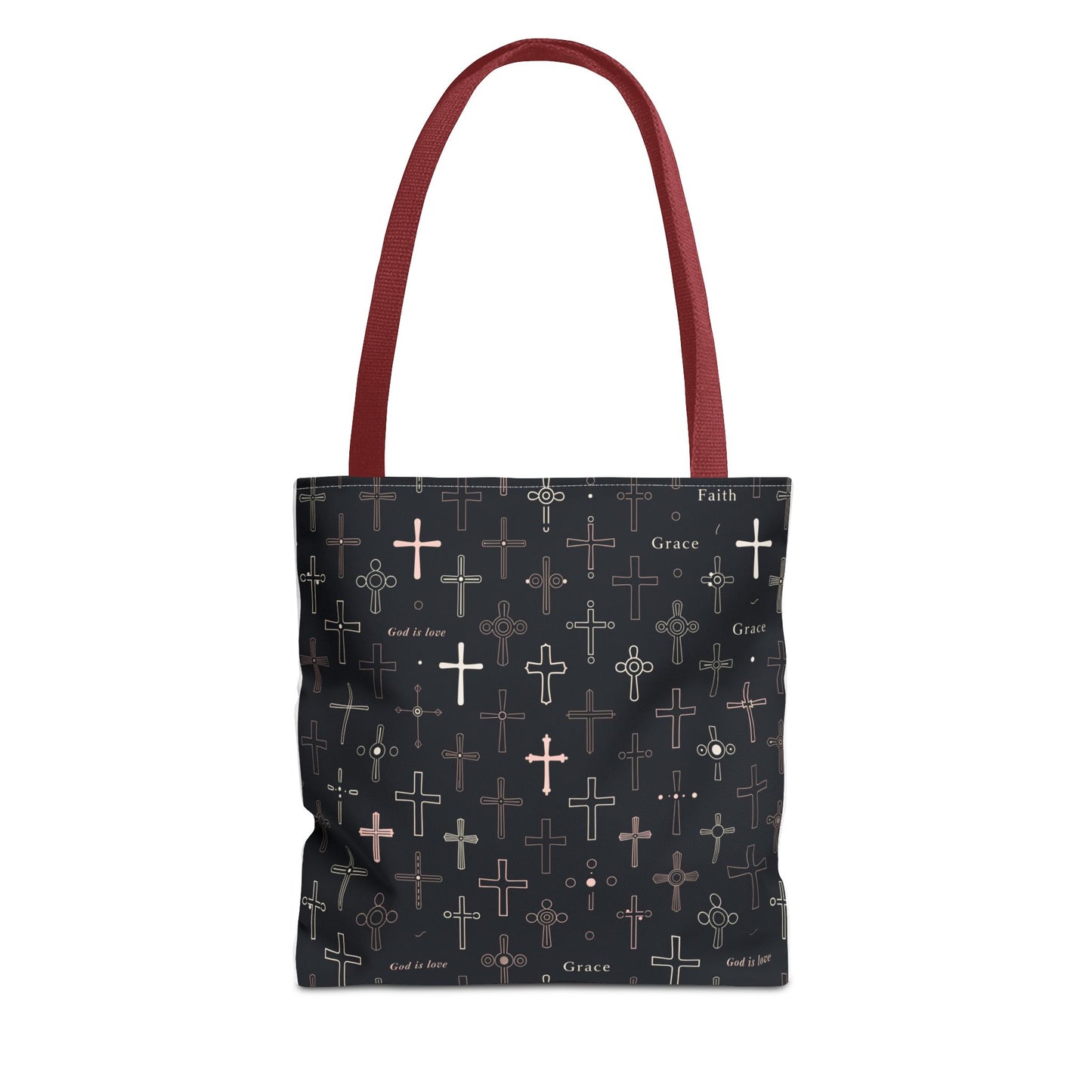 Cross Pattern Tote Bag — Faith & Grace Religious All-Over Print Tote