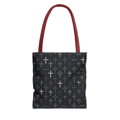 Cross Pattern Tote Bag — Faith & Grace Religious All-Over Print Tote