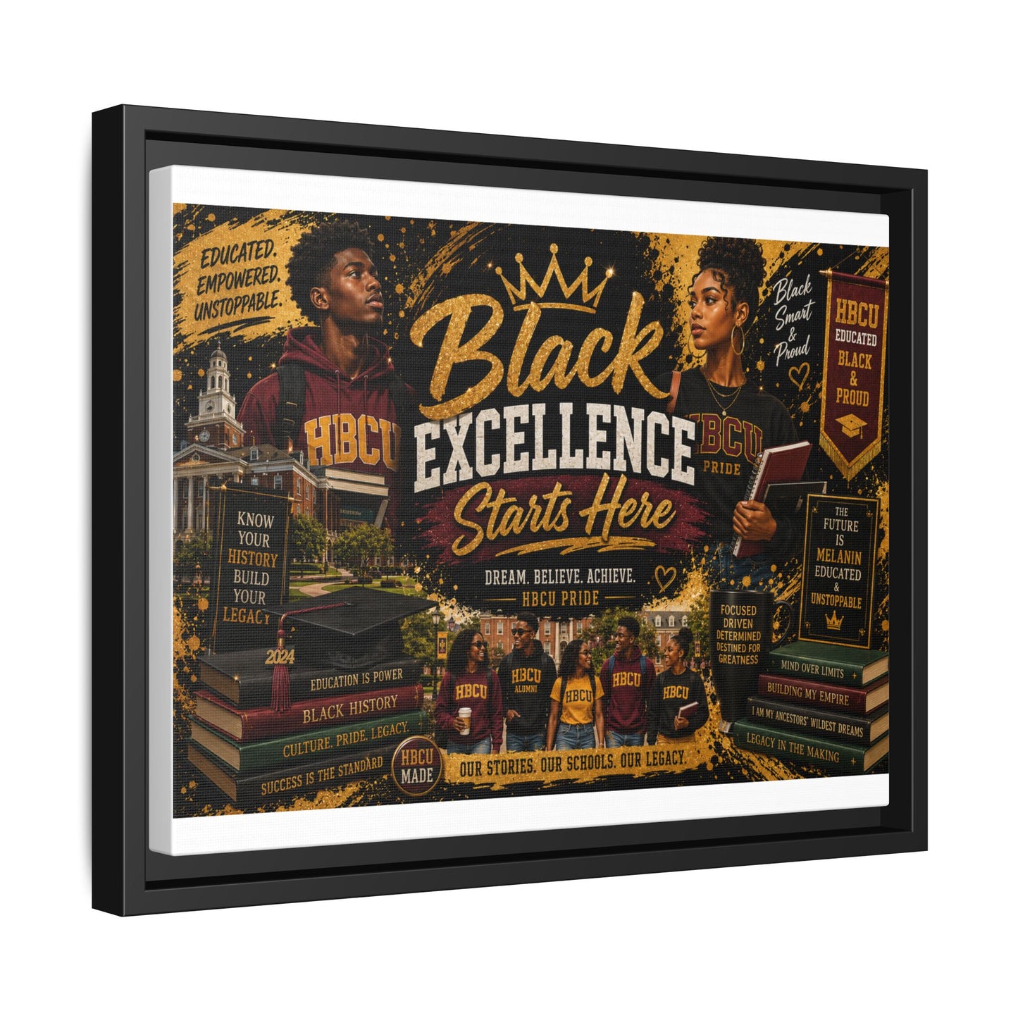 Black Excellence Starts Here Framed Canvas