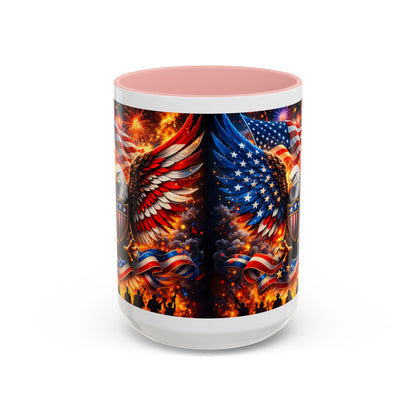 Patriotic Eagle Coffee Mug — American Flag Bald Eagle Accent Mug (11/15oz)