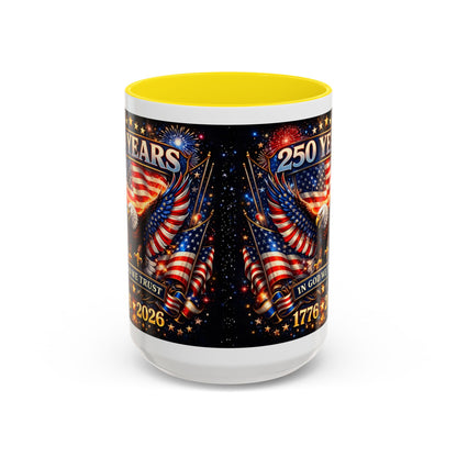 250 Years Patriotic Coffee Mug — In God We Trust 1776–2026
