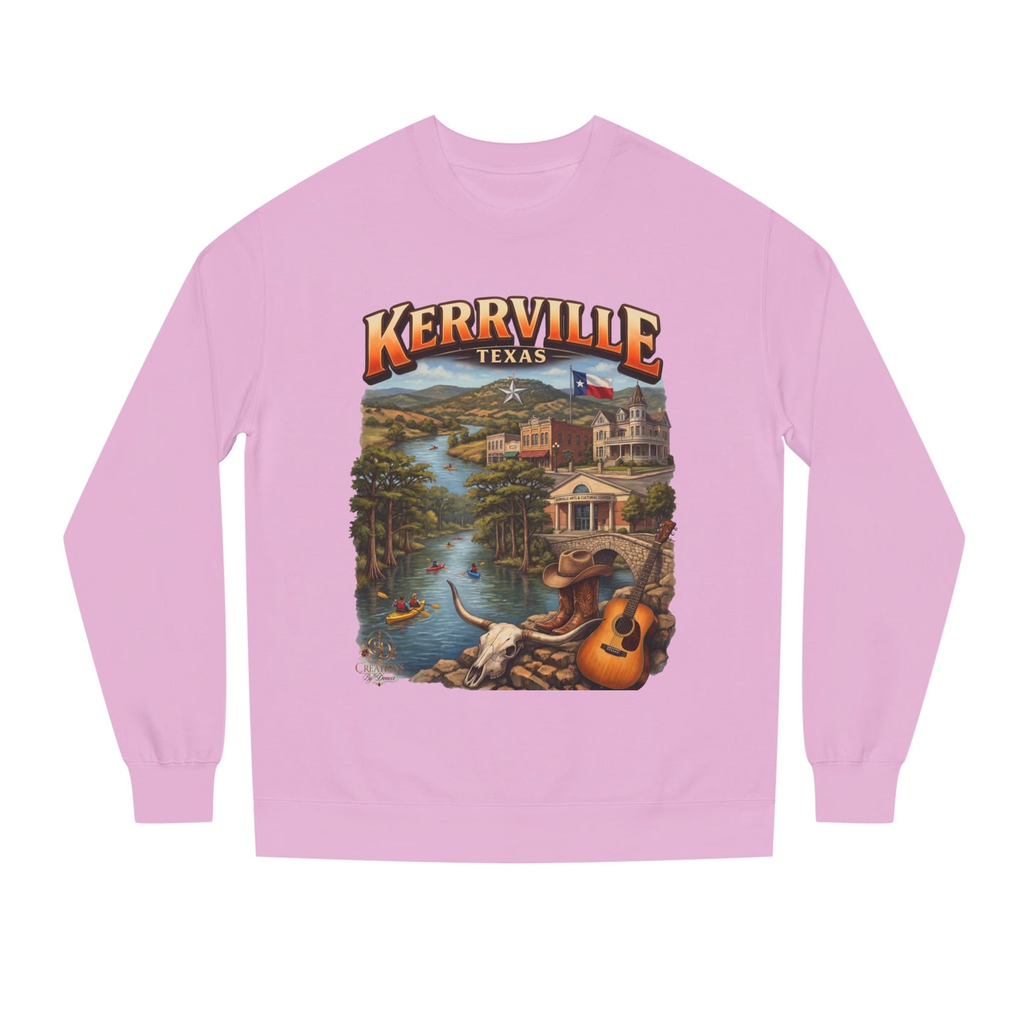 Kerrville Texas Scenic Crewneck Sweatshirt — Riverfront Guitar Vintage Design