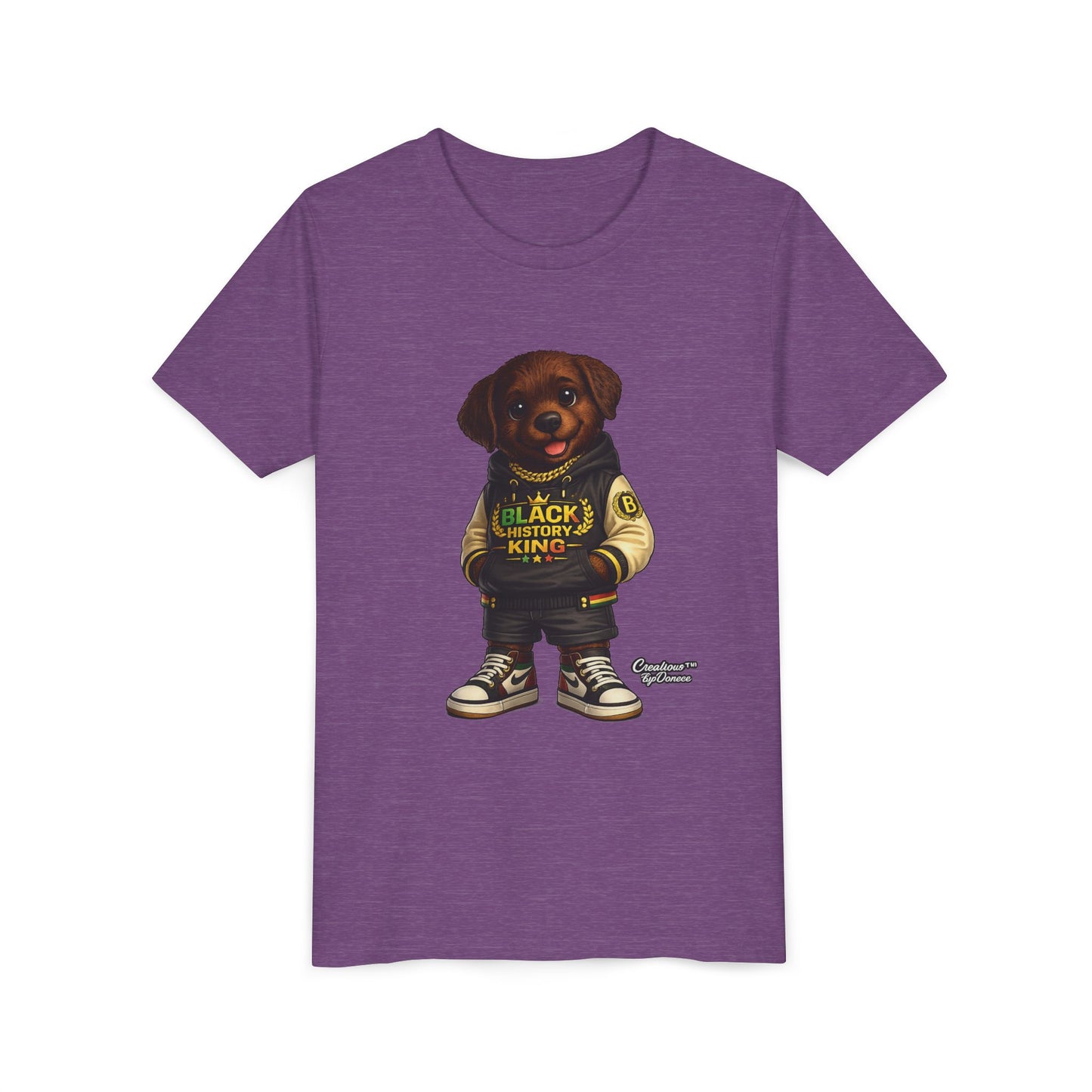 Youth Tee — 'Black History King' Puppy Graphic Shirt