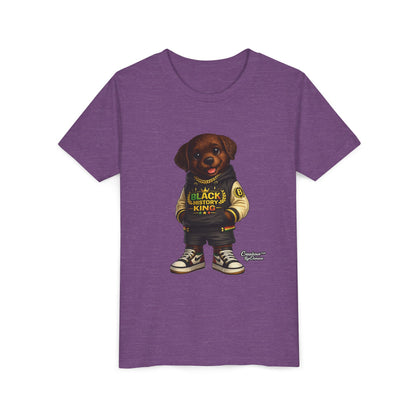 Youth Tee — 'Black History King' Puppy Graphic Shirt