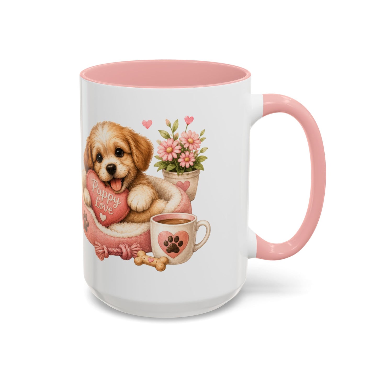 Puppy Love Coffee Mug — Cute Dog Heart Accent Mug (11/15oz)