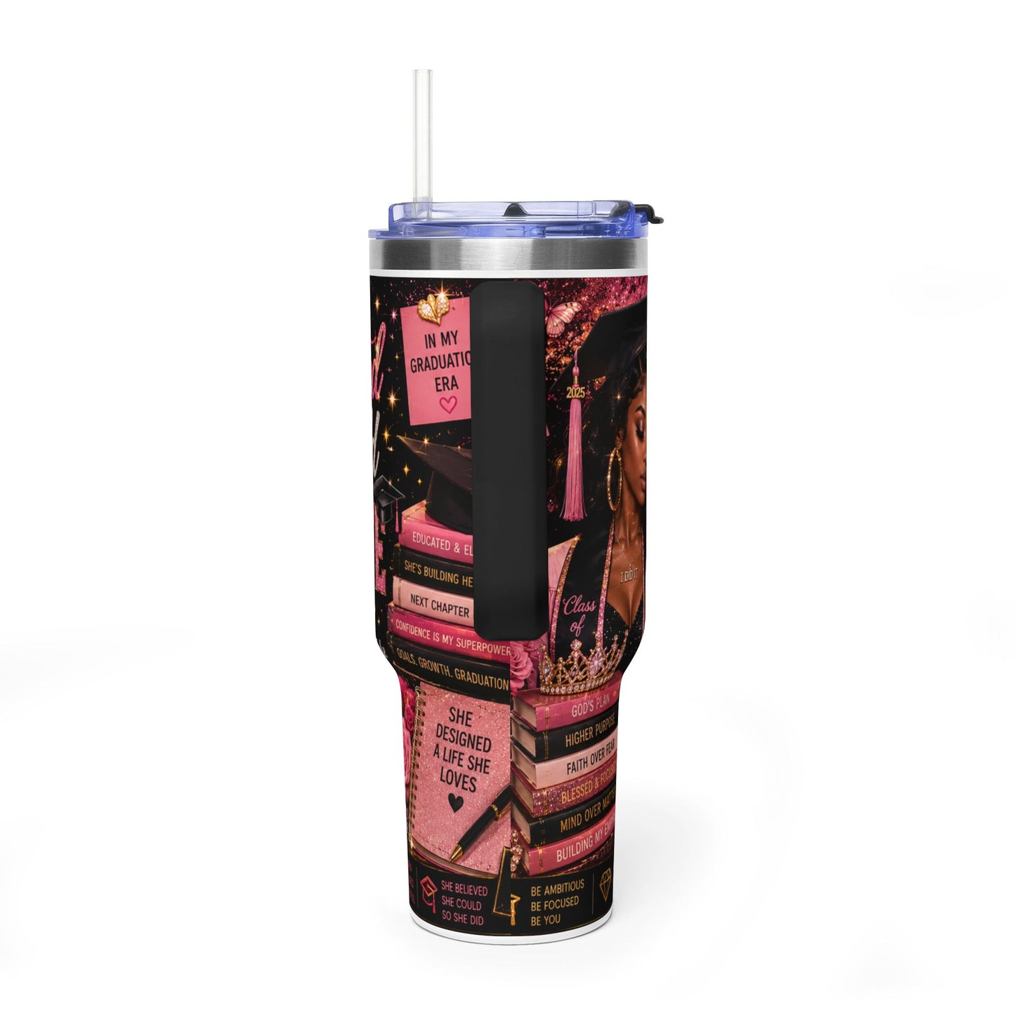 Graduation 40oz Tumbler – "She Believed She Could So She Did" Motivational Travel Cup