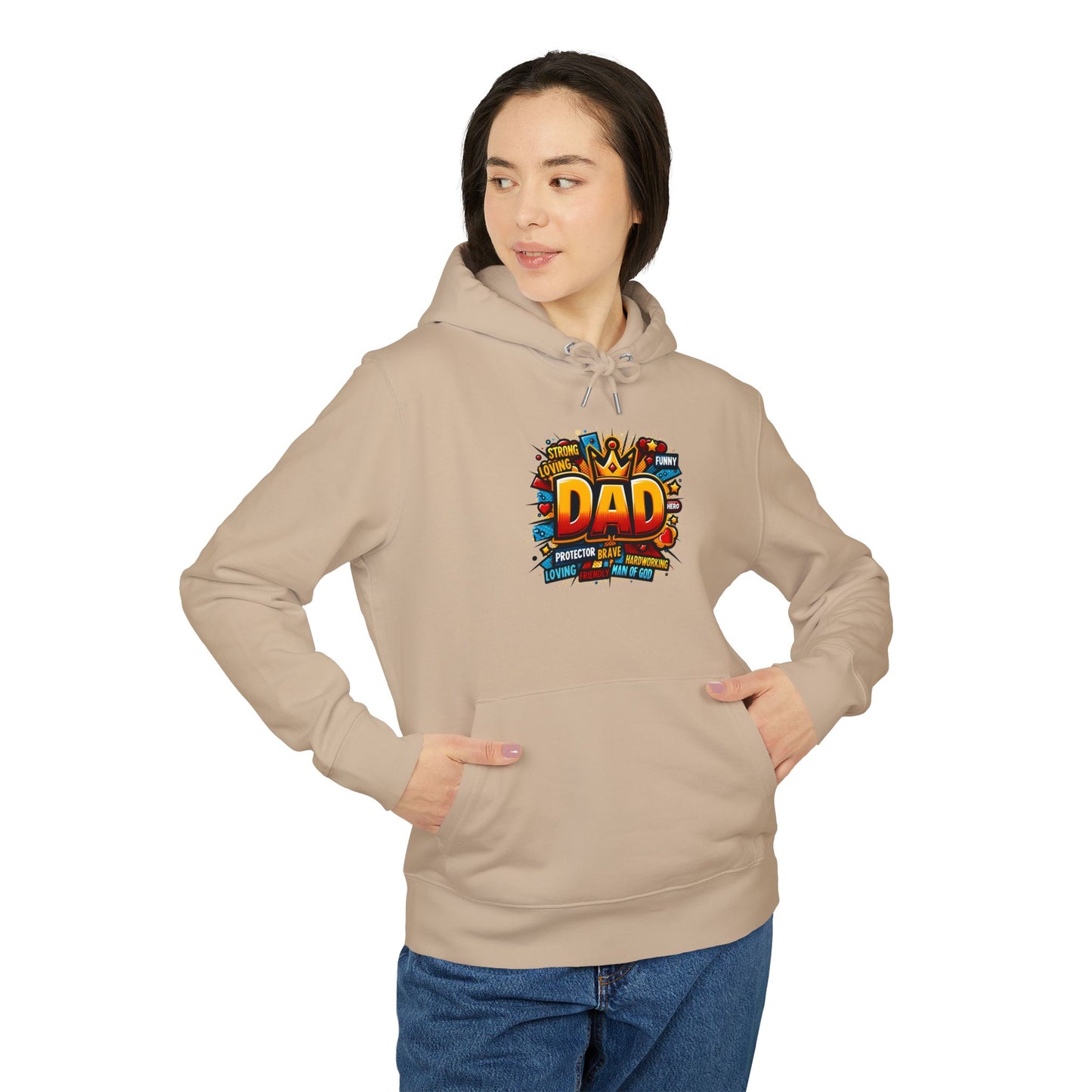 Dad Graphic Hoodie – Colorful ‘DAD’ Crown Design, Funny Loving Protector Gift for Father’s Day