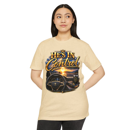He's In Control T-Shirt — Christian Faith Car Steering Design