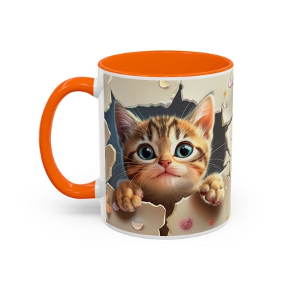 Cute Peekaboo Kitten Accent Coffee Mug — Cat Lover Gift (11/15oz)