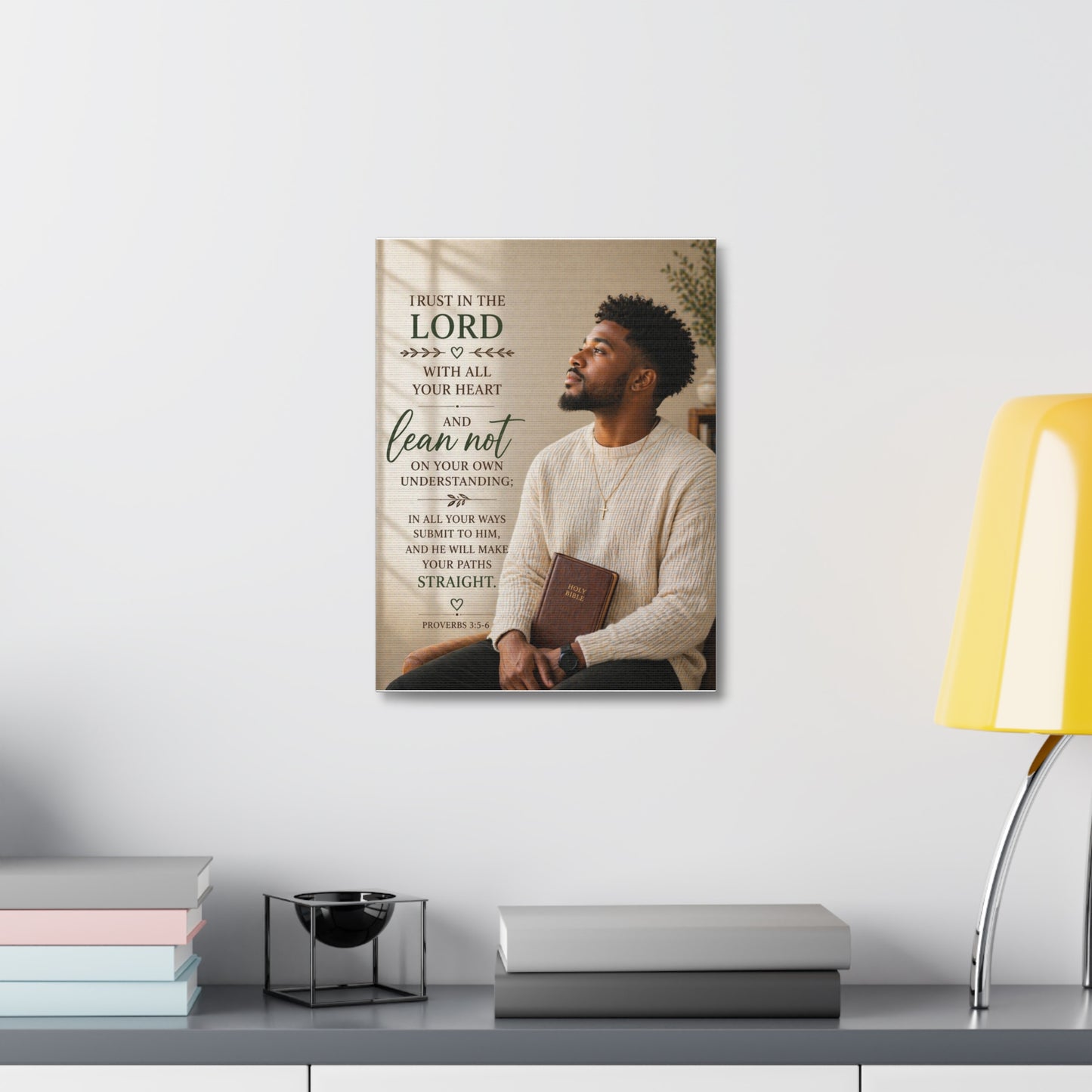 Stretched Canvas - "Trust in the Lord" Scripture Wall Art (Proverbs 3:5-6)