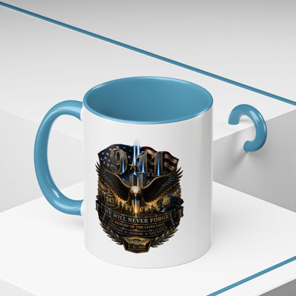 9/11 Tribute Coffee Mug — Never Forget Memorial Eagle Design (11/15oz)